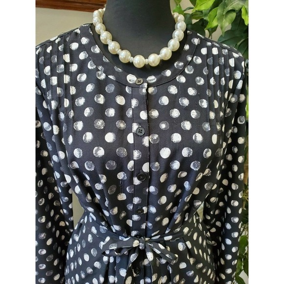 Merona Women's Black Polyester Henleyneck Long Sleeve Casual Knee Length Dress M - Picture 2 of 12